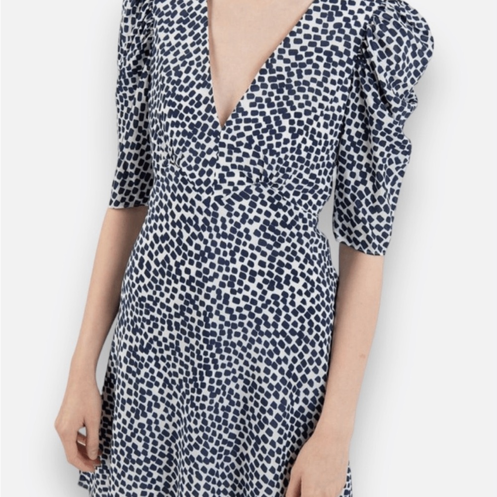 Saloni Blue and White Patterned Dress